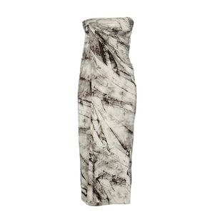Helmet Lang Strapless Marble Print Dress